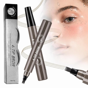 2PCS Magic Eyebrow Pencil, 2025 New 3D Waterproof 4 Head Split Waterproof Long lasting Wild Eyebrow Pencil, Makeup Natural Gap Filling Long-Lasting Eyebrow Pen Stay on All Day (Gray brown)