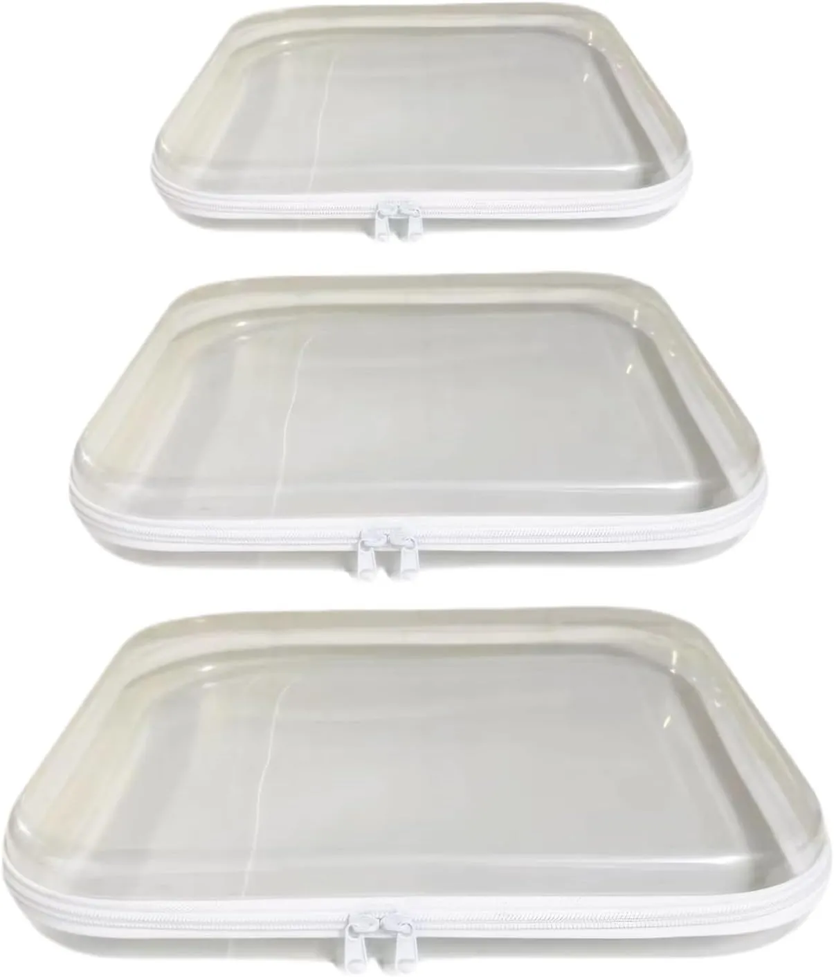 3 PCS Clear Hard Shell Zipper Case, Clear Zipper Pouches Hard Shell, Portable, Can Be Used to Store Makeup Tools, Toiletries, Toys, Snacks, Pencil Cases, Packing Cubes For Diaper Bag
