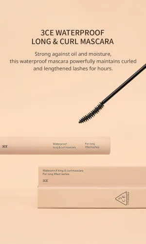 3CE WATERPROOF LONG & CURL MASCARA BLACK 5.5g ABG Style K-Beauty K-Make Up Korean Make Up