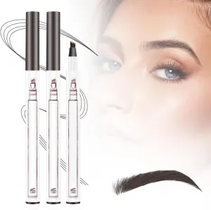 3D Microblade Eyebrow Pen, 2024 New Waterproof Brow Pencil with Micro-Fork Tip, Long Lasting Fine Sketch Microblading Pen, Natural Makeup Eyebrow Pencil with 4 Fork Tip /2040