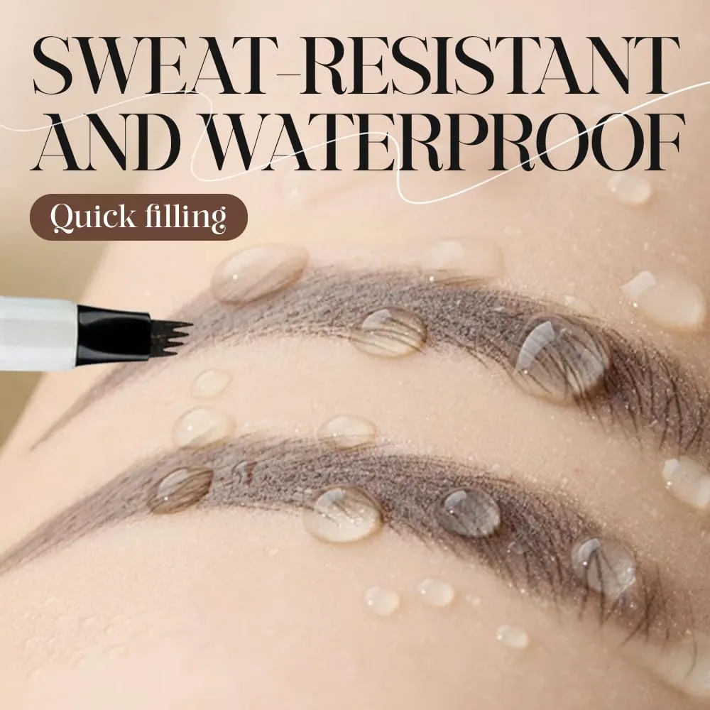 3D Waterproof Microblading Eyebrow Pen, Upgrade Natural Makeup Fine Stroke Eyebrow Pencil, 4 Tipped Eye Brown Makeup Long-Lasting Waterproof Eyebrow Pencils for Women (Black, One Size)