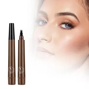 3D Waterproof Microblading Eyebrow Pen with 4 Fork Tip, Upgraded Natural Brows Eyebrow Pen, Long-Lasting Magic Eyebrow Pencil Contouring Pen (Dark Brown)