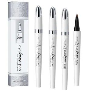 3PC Eyebrow Microblading Pencils, 3D Waterproof Eyebrow Tattoo Pencil,4-Tipped Precise Brow Pen,Natural Makeup Fine Stroke Magic Eyebrow Pencil with 4 Micro-Fork Tip for women (light brown)
