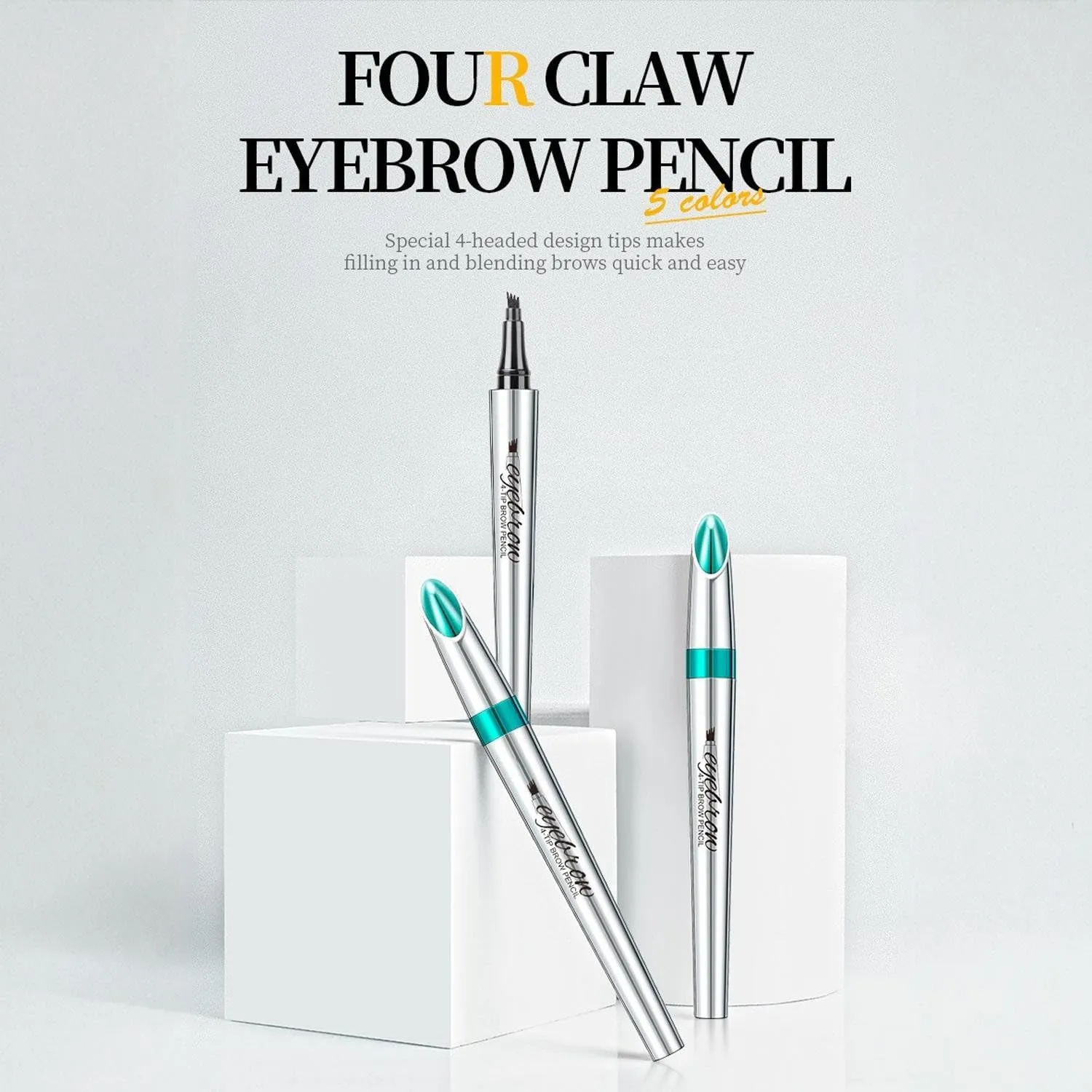 3PC Eyebrow Tattoo Pencils, 3D Waterproof Eyebrow Tattoo Pencil,4-Tipped Precise Brow Pen,Natural Makeup Fine Stroke Magic Eyebrow Pencil with 4 Micro-Fork Tip for women (red brown)