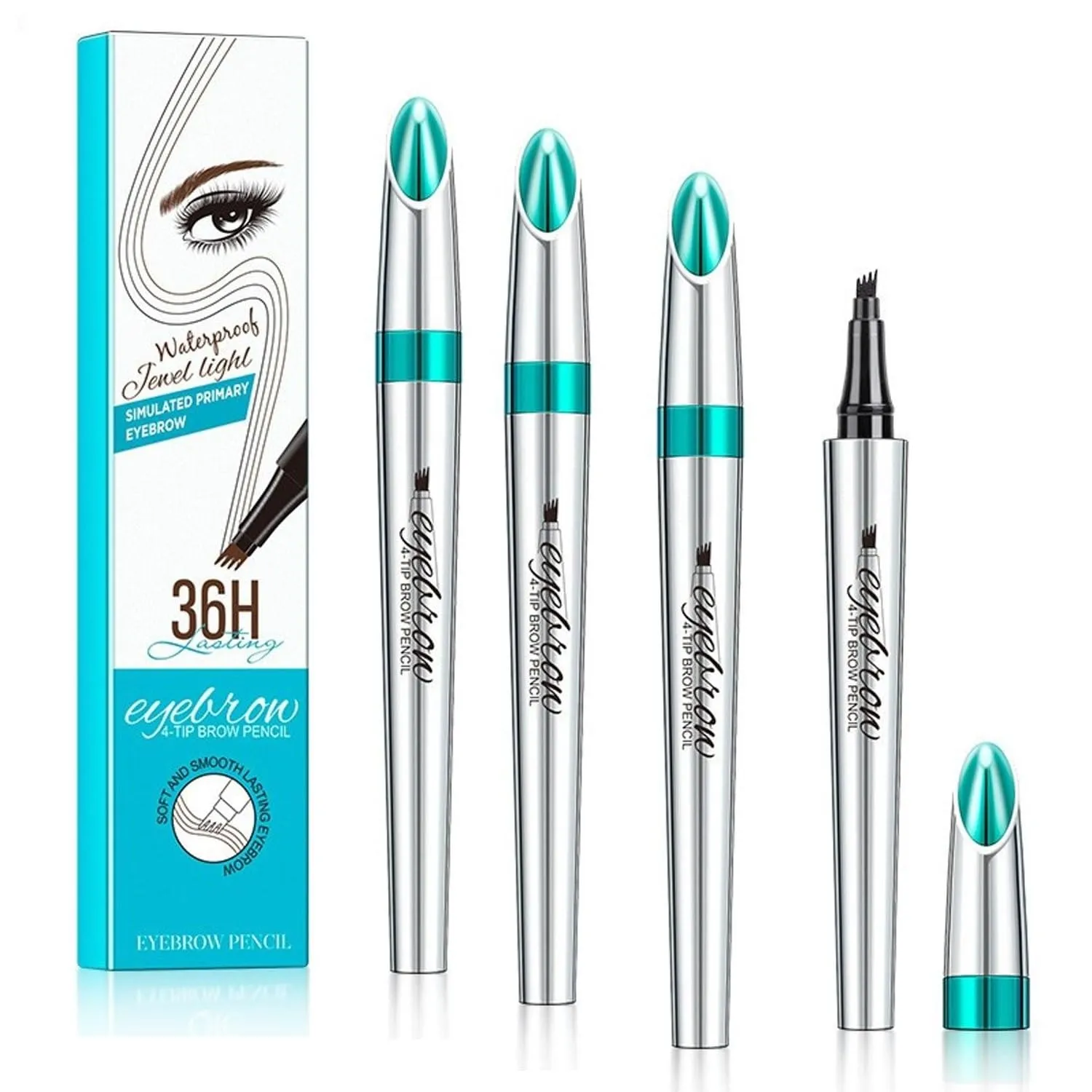 3PC Eyebrow Tattoo Pencils, 3D Waterproof Eyebrow Tattoo Pencil,4-Tipped Precise Brow Pen,Natural Makeup Fine Stroke Magic Eyebrow Pencil with 4 Micro-Fork Tip for women (red brown)