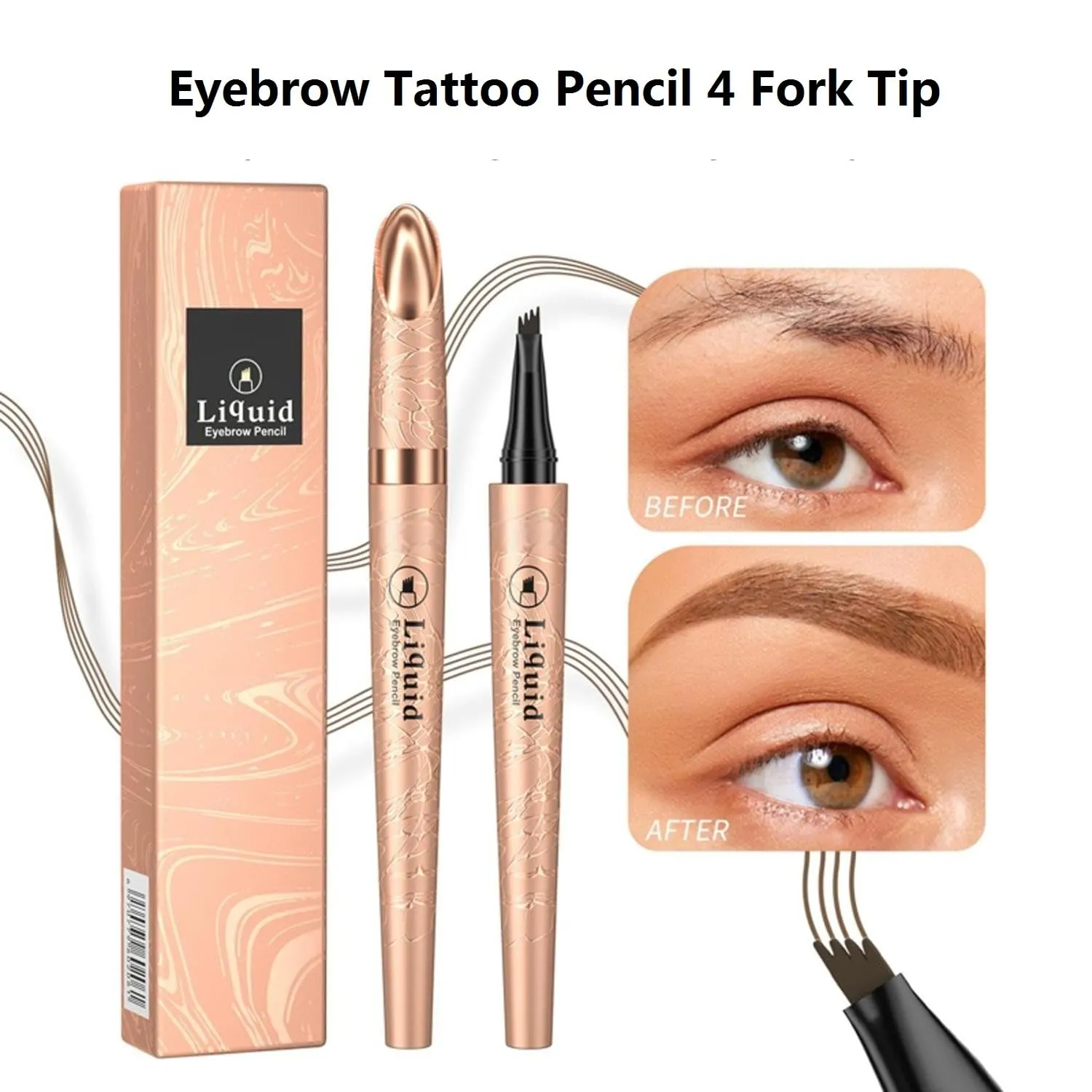 3PC Natural Brows Eyebrow Pens,3D Waterproof Eyebrow Tattoo Pencil,4-Tipped Precise Brow Pen,Natural Makeup Fine Stroke Magic Eyebrow Pencil with 4 Micro-Fork Tip for Women (black)