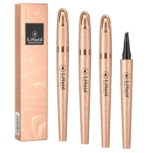 3PC Natural Brows Eyebrow Pens,3D Waterproof Eyebrow Tattoo Pencil,4-Tipped Precise Brow Pen,Natural Makeup Fine Stroke Magic Eyebrow Pencil with 4 Micro-Fork Tip for Women (black)