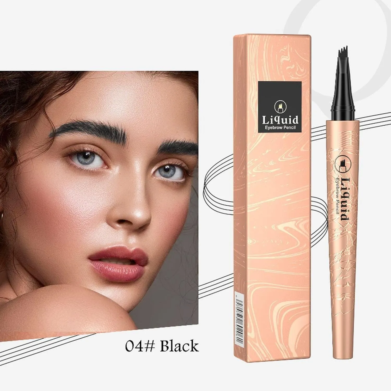 3PC Natural Brows Eyebrow Pens,3D Waterproof Eyebrow Tattoo Pencil,4-Tipped Precise Brow Pen,Natural Makeup Fine Stroke Magic Eyebrow Pencil with 4 Micro-Fork Tip for Women (black)
