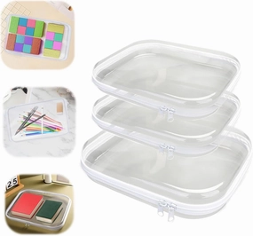 3PCS Zippered Transparent Cases for Snacks,Portable Waterproof Cosmetic Bag with Zipper,Clear Hard Shell Zipper Case for Cosmetic Storage, Putting Snacks, Pencil Case