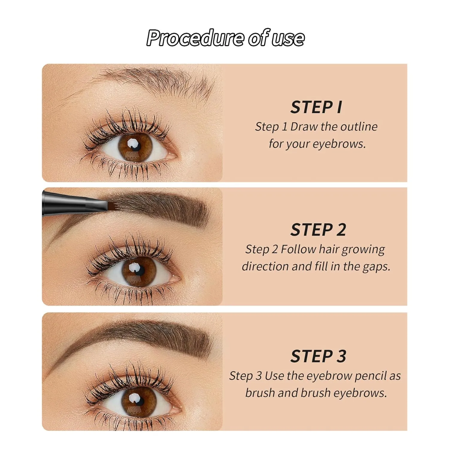 4-Tip Eyebrow Pen, 6 Colors Waterproof Long-Lasting Brow Pencil, Professional Makeup Tool (2#Dark Brown)