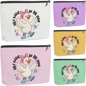 5 Pack Cute Funny Goose Decor Lovers Gift Goose Gifts Makeup Bag, Cosmetic Bags for Women, Mom, Best Friend, Sister Girls Bachelorette Party Travel Toiletry Bag Friendship Birthday Christmas