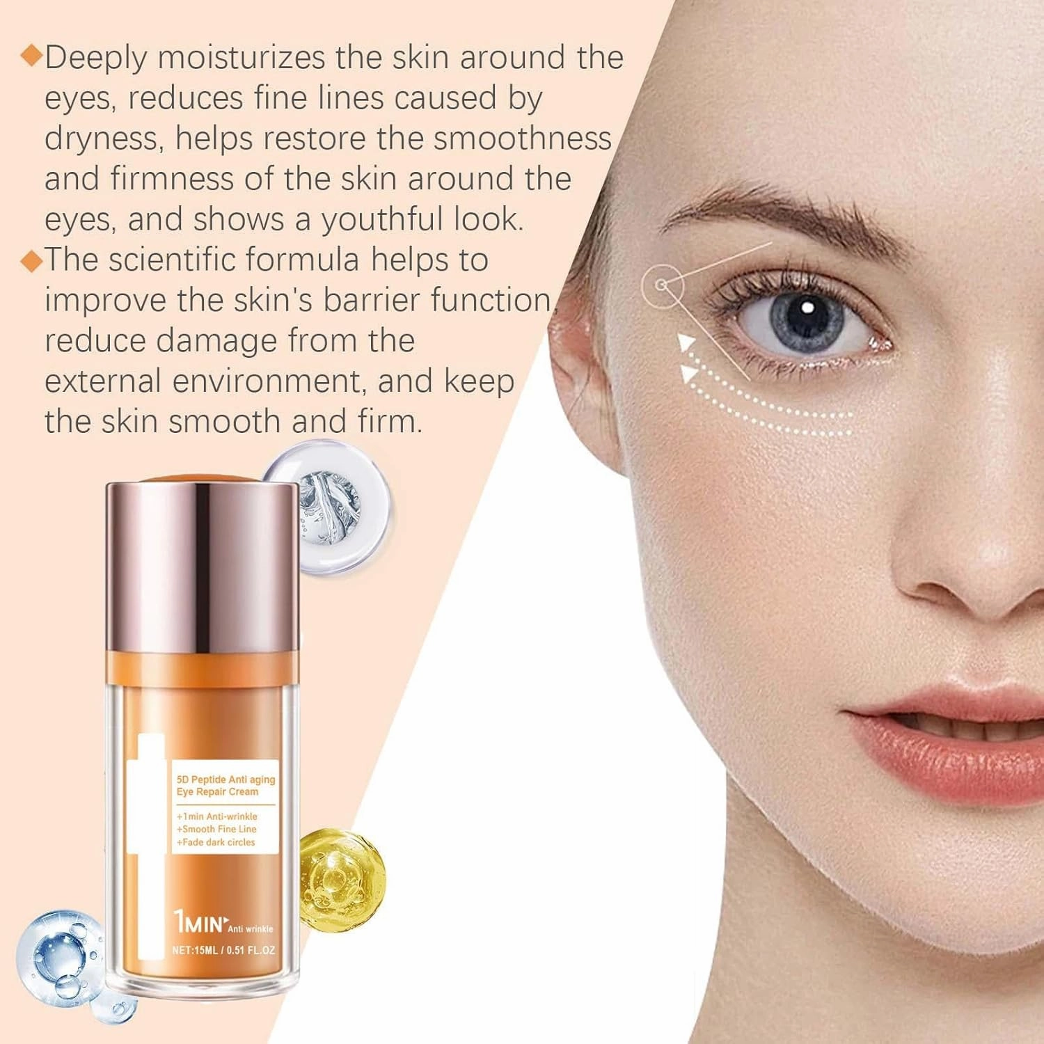 5D Peptide Anti-Wrinkle Eye Cream, Anti-Wrinkle Firming Eye Cream, 5D Peptide Anti Aging Eye Cream, Peptide Lifting Eye Gel, For Dark Circles and Puffiness (3pcs)