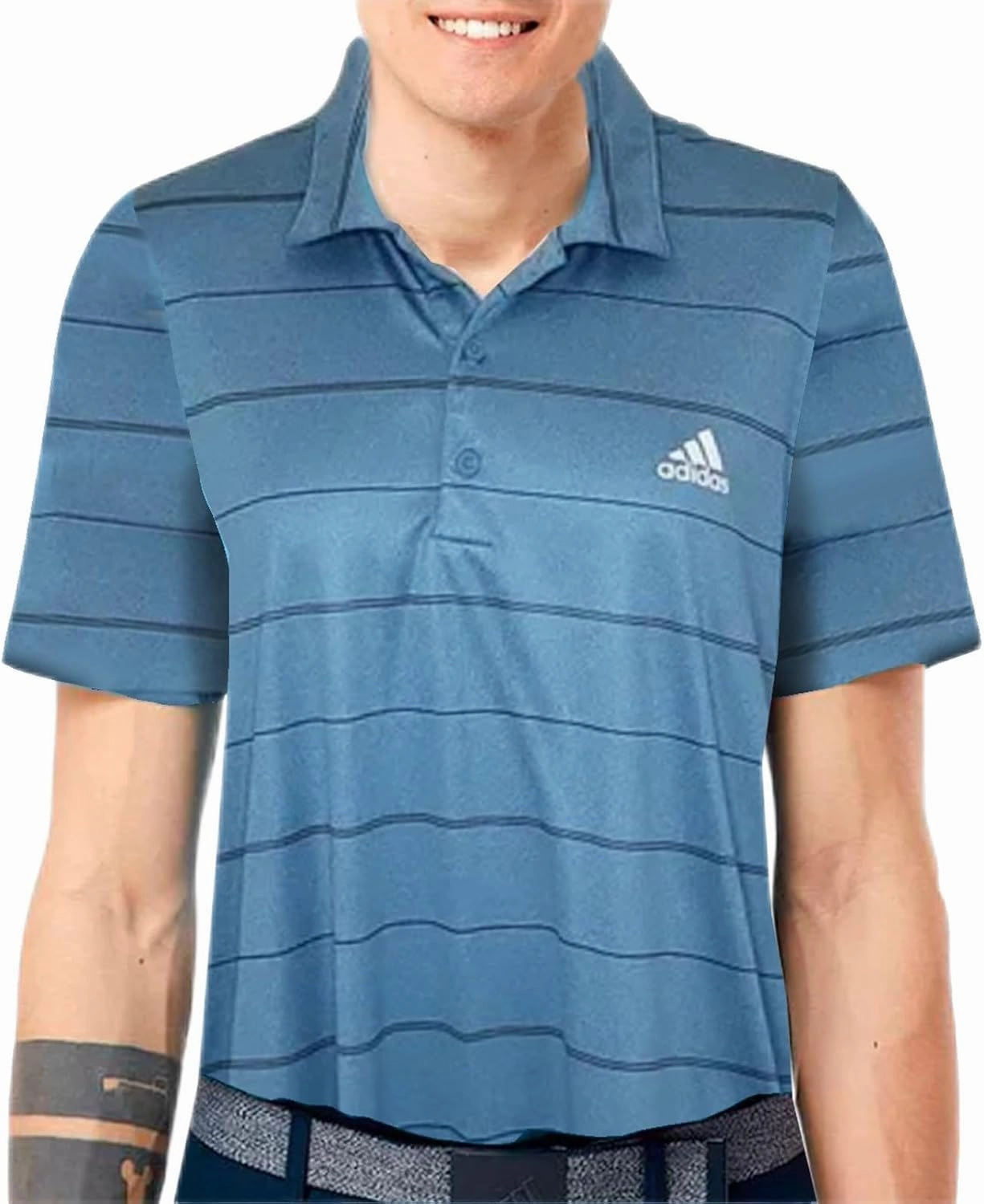 adidas Men's Ultimate365 Pencil Stripe Polo Shirt (as1, Alpha, x_l, Regular, Regular, Hazy Blue)