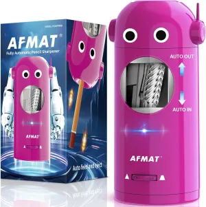 AFMAT Electric Pencil Sharpener, Robot Pencil Sharpener for Colored Pencils 7-11.5mm, Auto in & Out, Fully Automatic Rechargeable Hands-Free Pencil Sharpener for Home, Classroom, Battery Operated