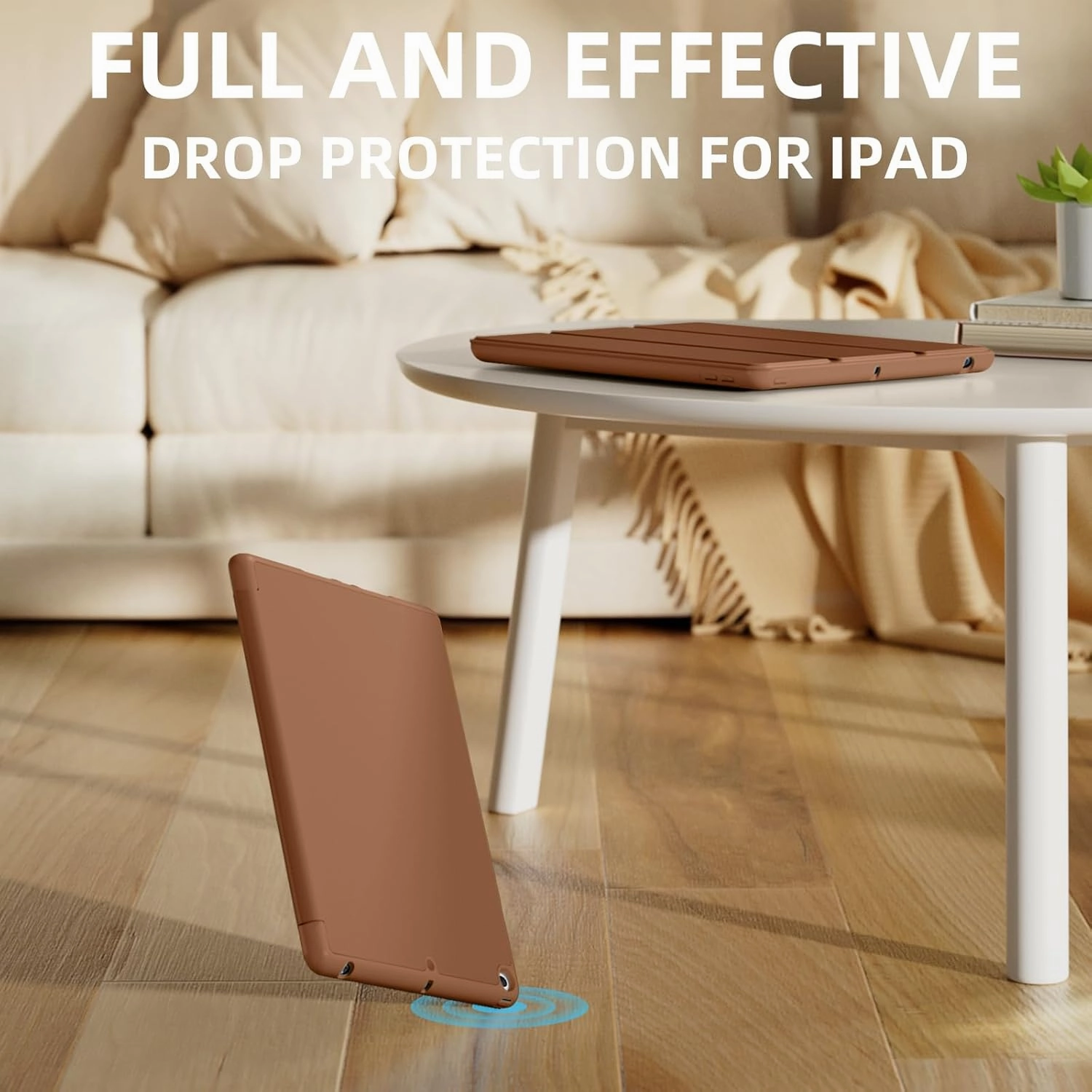 Akkerds Case Compatible with iPad 10.2 Inch 2021/2020/2019, for iPad 9th/8th/7th Generation Case with Pencil Holder, Protective Cover with Soft TPU Back, Auto Sleep/Wake, Brown