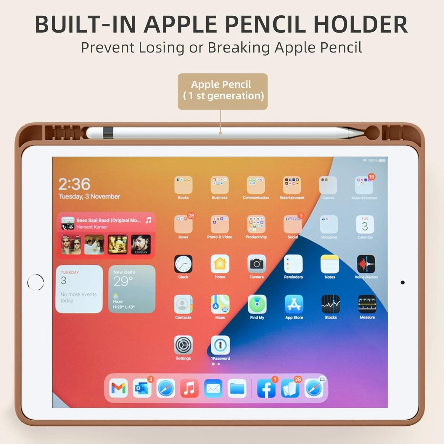 Akkerds Case Compatible with iPad 10.2 Inch 2021/2020/2019, for iPad 9th/8th/7th Generation Case with Pencil Holder, Protective Cover with Soft TPU Back, Auto Sleep/Wake, Brown