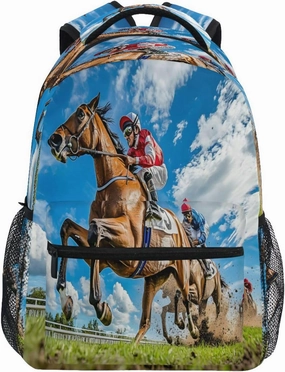 ALAZA Sports Horse Rider Kids School Backpack for Boys Girls Teens Bookbag Travel Daypack Bag 16 inch