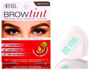 Ardell Professional Brow Tint, 12 applications (with Compact Mirror) Cruelty Free, Vegan, Paraben Free, Gluten Free, Last 2 weeks (Light Brown)