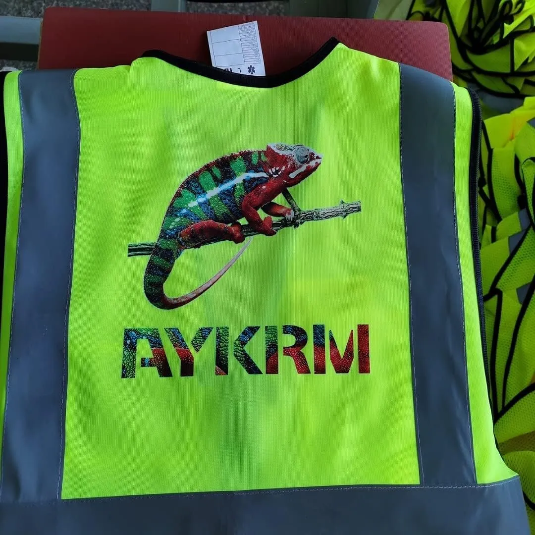 AYKRM Custom Logo Personalised Printed High Visibility Reflective 2 two tone work construction Safety Vest