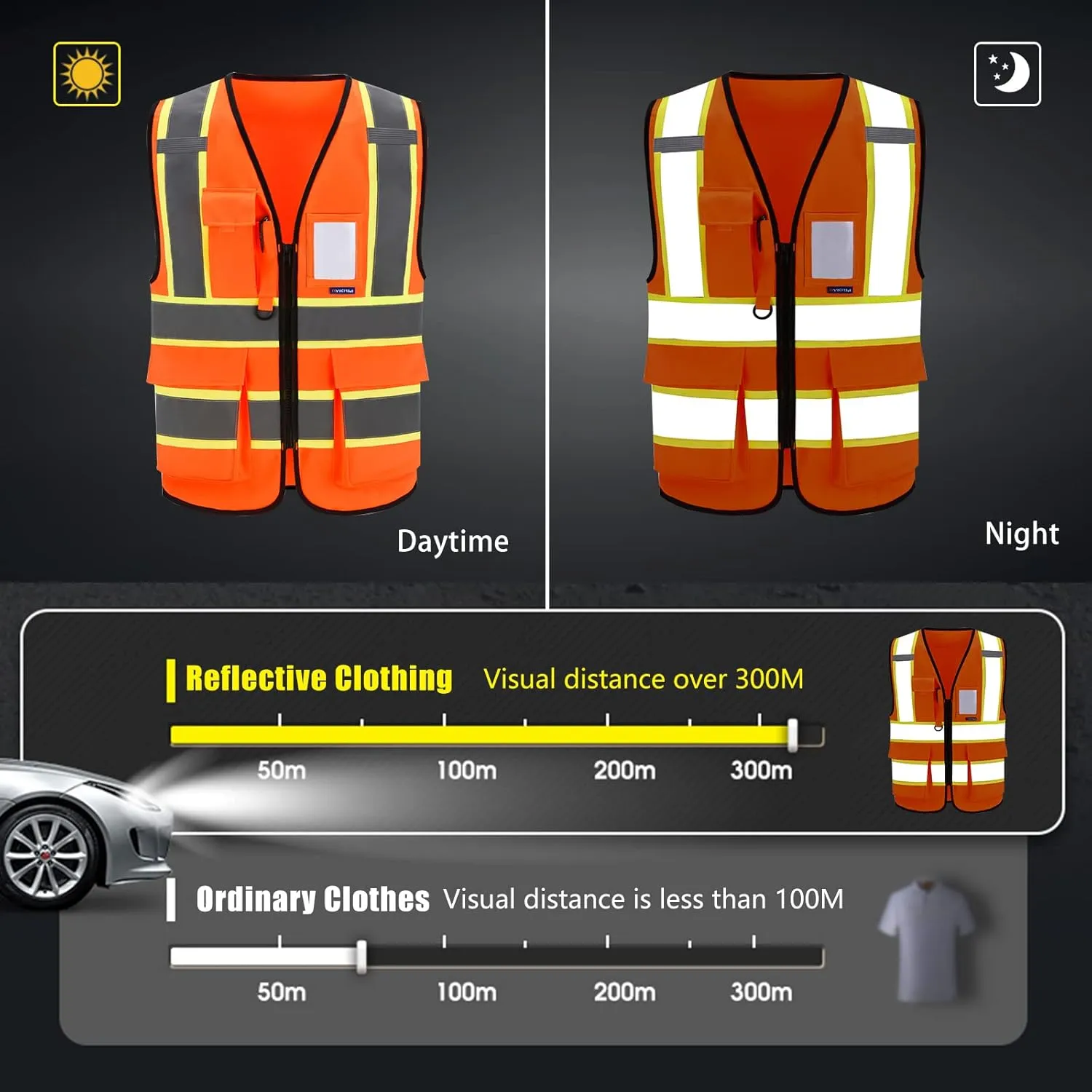 AYKRM Custom Logo Personalised Printed High Visibility Reflective 2 two tone work construction Safety Vest