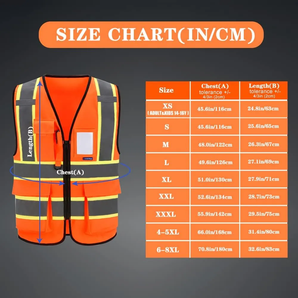 AYKRM Custom Logo Personalised Printed High Visibility Reflective 2 two tone work construction Safety Vest