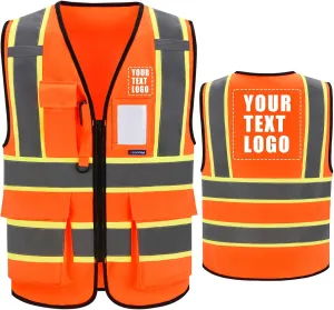 AYKRM Custom Logo Personalised Printed High Visibility Reflective 2 two tone work construction Safety Vest