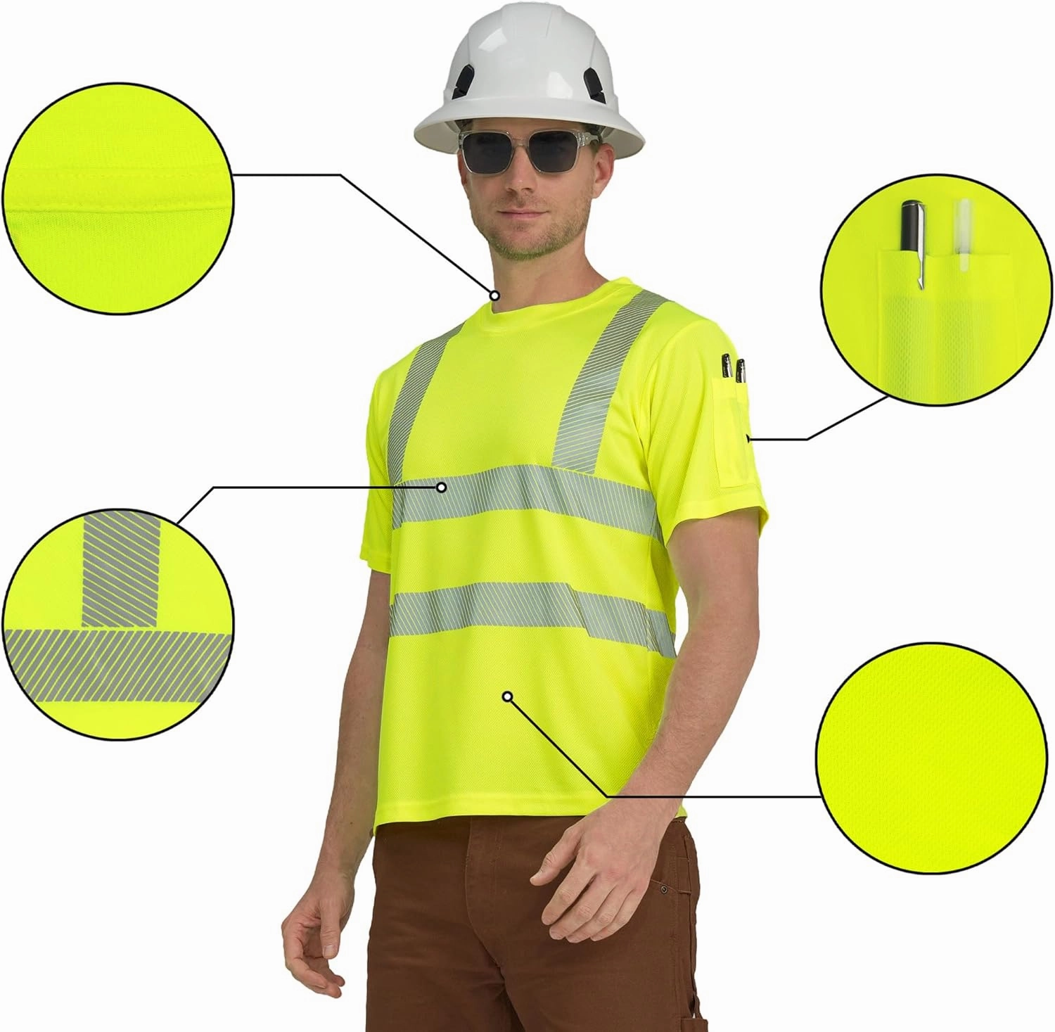 AYKRM Safety High Visibility Long Sleeve Construction Work Shirts Class 3 Workwear | Hi Vis Shirt