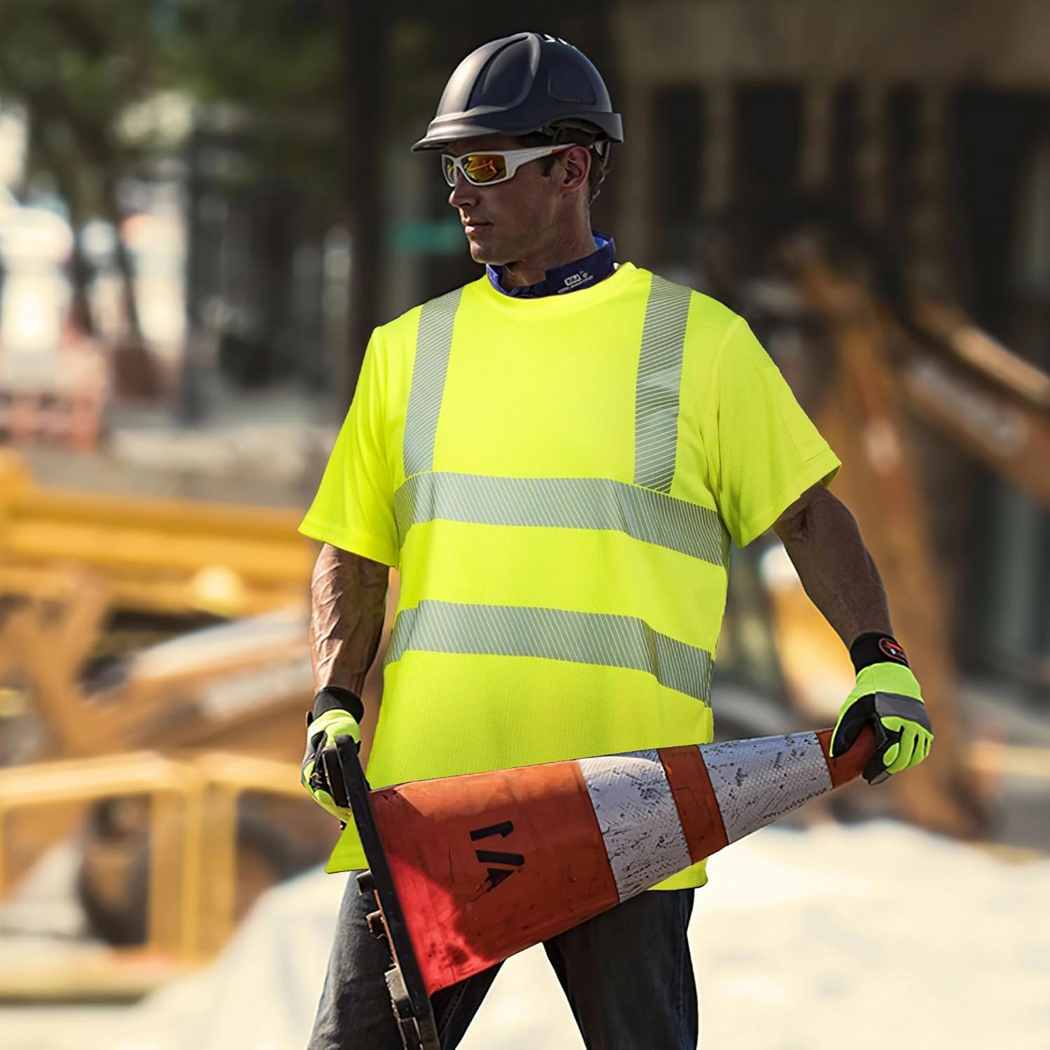 AYKRM Safety High Visibility Long Sleeve Construction Work Shirts Class 3 Workwear | Hi Vis Shirt