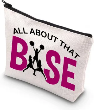 BDPWSS Cheer Base Gifts Base Cheerleader Gift Cheer Makeup Bag All About That Base Cosmetic Bag For Cheer Mom Stunt Team Gift (All base cheer)