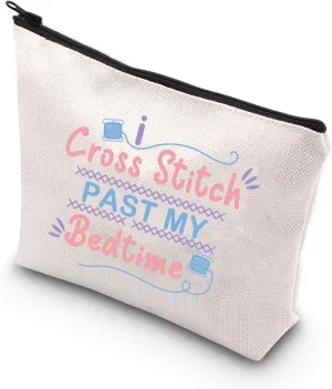 BDPWSS Cross Stitch Lover Gift Bag - Past My Bedtime Makeup & Craft Project Bag with Needleminder