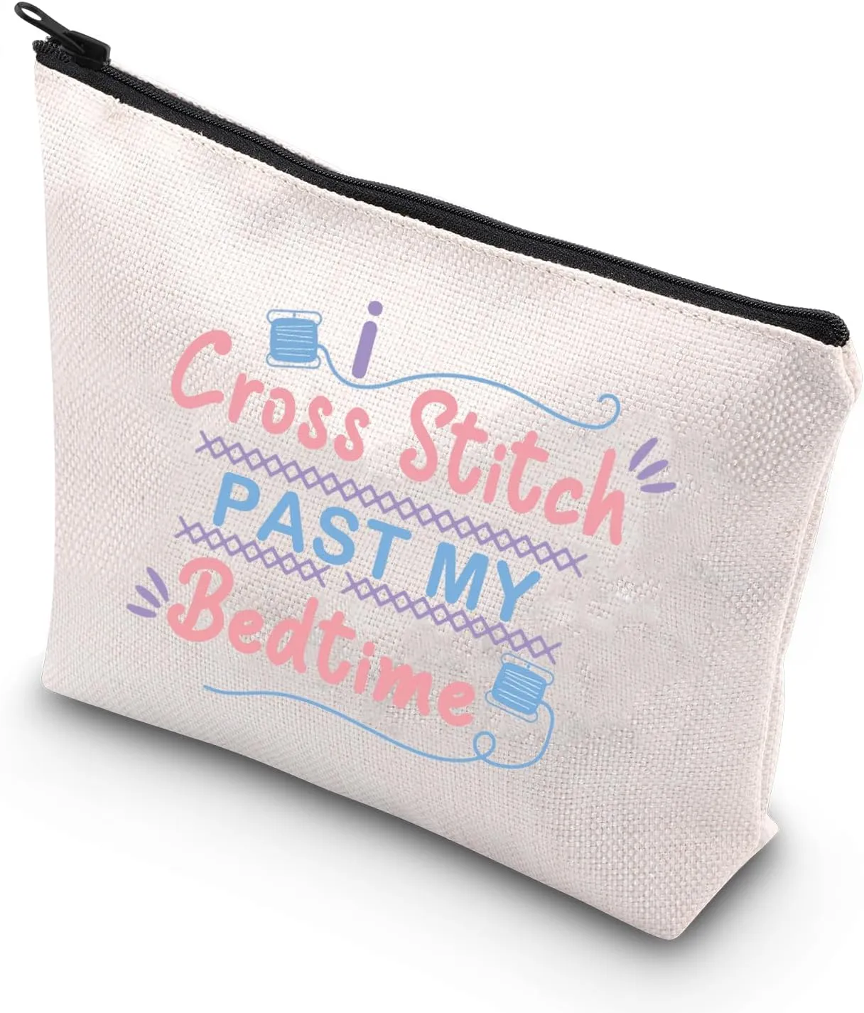 BDPWSS Cross Stitch Lover Gift Bag - Past My Bedtime Makeup & Craft Project Bag with Needleminder