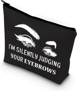 BDPWSS Esthetician Makeup Bag Makeup Artist Gift I'm Silently Judging Your Eyebrows Funny Gift For Beautician Cosmetologist Beauty Stylist Gift (judging your eyebrows bl)