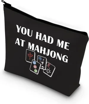 BDPWSS Funny Mahjong Makeup Bag Mahjong Lover Gift Mahjong Tiles Bag Mahjong Girl Cosmetic Bag Mahjong Board Game Storage Bag Mah Jongg Player Gift (Had at maj bl)