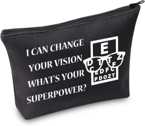 BDPWSS Funny Optometry Gift Optometrist Makeup Bag Eye Doctor Vision Gifts For Optician Ophthalmic Assistant Gift Ophthalmologist Gift (Change your vision bl)
