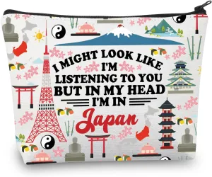 BDPWSS Japan Travel Gift Japan Trip Makeup Bag Japan Souvenir Gift Japanese Culture Gift Japan Vacation Gift Travel Love Gift (Might Japan)