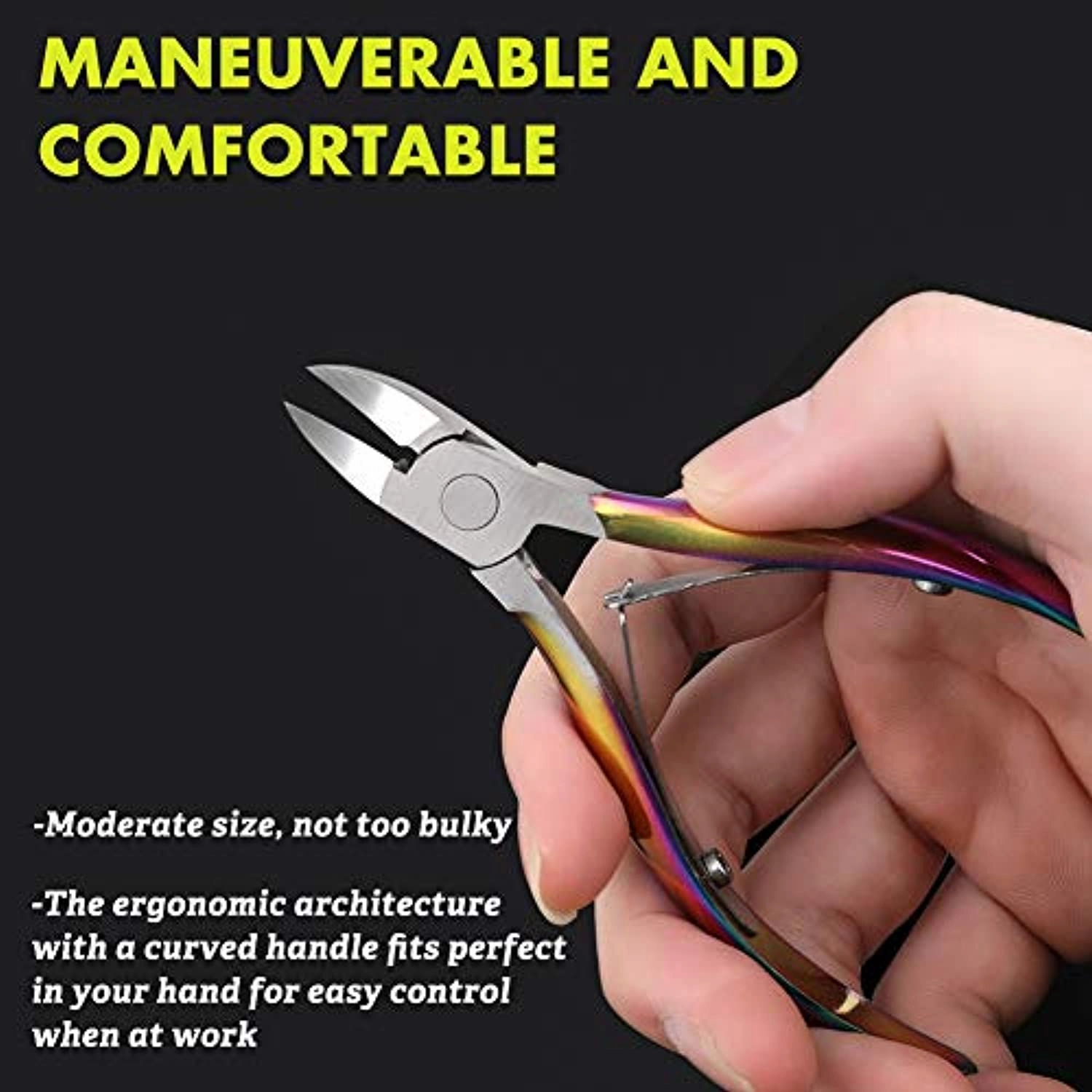 BEZOX Toenail Clippers for Thick Nails, Long Handle Nail Clipper for Women - Chameleon Stainless Steel Toenail Cutter (Rainbow)