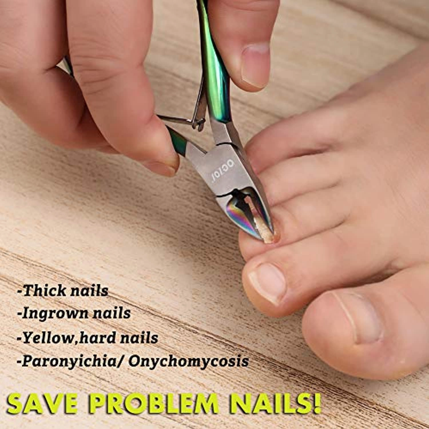 BEZOX Toenail Clippers for Thick Nails, Long Handle Nail Clipper for Women - Chameleon Stainless Steel Toenail Cutter (Rainbow)