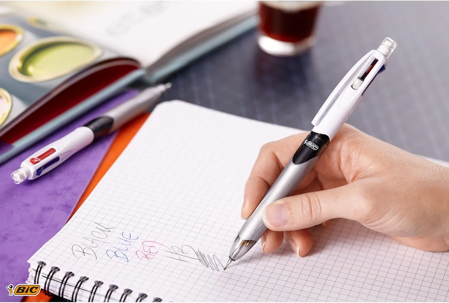 Bic 4 Colours Multifunctional Ballpoint Pen and HB Pencil Combo - Set of 12 - All in One Writing Instrument with Built in Eraser