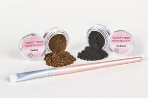 BLACK & BROWN EYE LINER w/BRUSH KIT Mineral Makeup Shadow Bare Skin Brow Powder Set