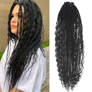 Black Dreadlock Extensions,30 Strands 24 Inch Single Ended 3 Styles(Straight&Curly&Boho Mixed) In 1 Set Dreadlocks Extension, Soft Synthetic SE Dreads Braid Locs for Women(3 in 1 set,1B#)
