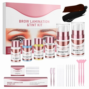 Brow Lamination Kit, 2 In 1 Eyebrow Lamination Kit with Black & Brown Color for Thicker Fuller Brows, Professional DIY Eyebrow Perming Kit Use at Salon Home, Lasts for 6 Weeks