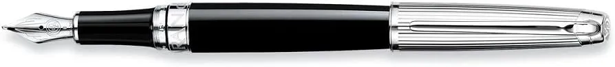Caran D'ache Leman Bicolor Black silver plated/rhodium Medium Point Fountain Pen - CA-4799289