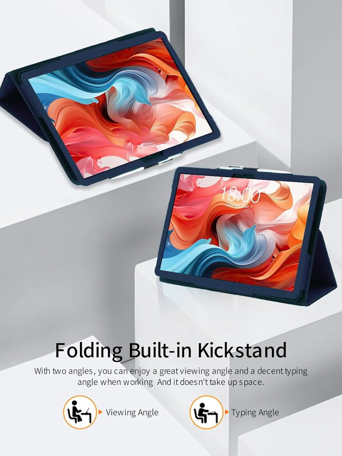 Case for TECLAST T65Max Tablet 13 Inch,Folding Stand Protective,BOVUGAC Case Cover with Pencil Holder,Wrist Strap,Full Protection,Premium PU,Scratch Resistant(Dark Blue)