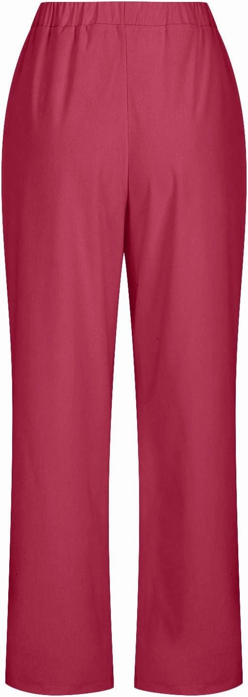Casual Corduroy Pants for Women Solid Elastic High Waist Pants Loose Comfy Straight Leg Pants Loose Comfort Trousers