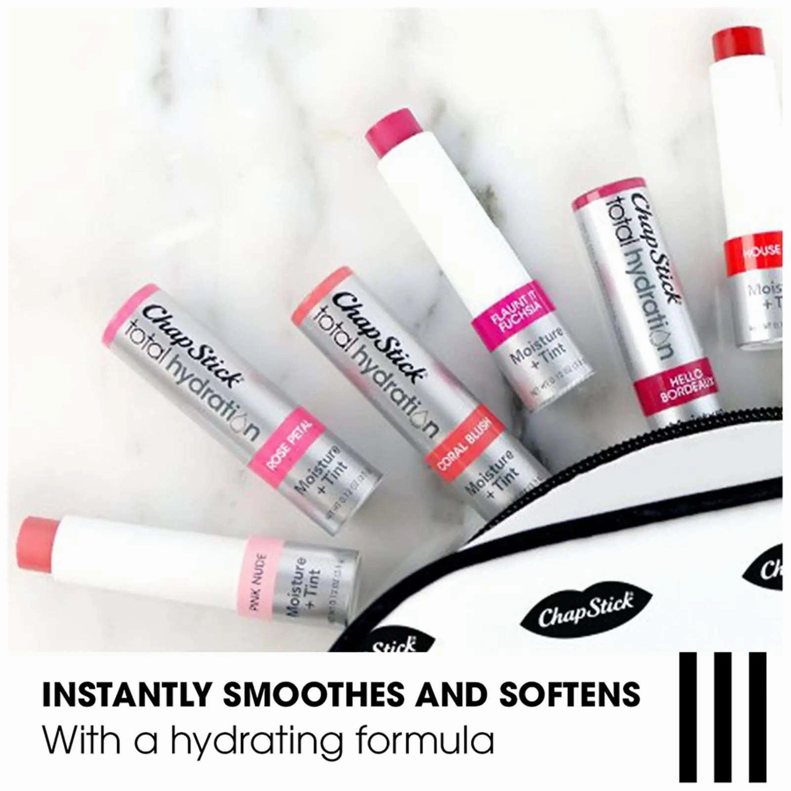 ChapStick Total Hydration Moisture   Tint Flaunt It Fuchsia Tinted Lip Balm Tube, Tinted Moisturizer - 0.12 Oz