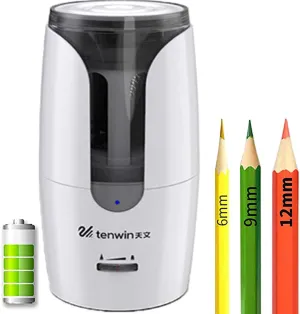 Chargeable Electric Pencil Sharpener, Heavy Duty Adjustable Art Sharpeners, Powered Auto-Stop Pencil Sharpener for Teacher Use, School, Home, Classroom Product Supplies 8028 (White)