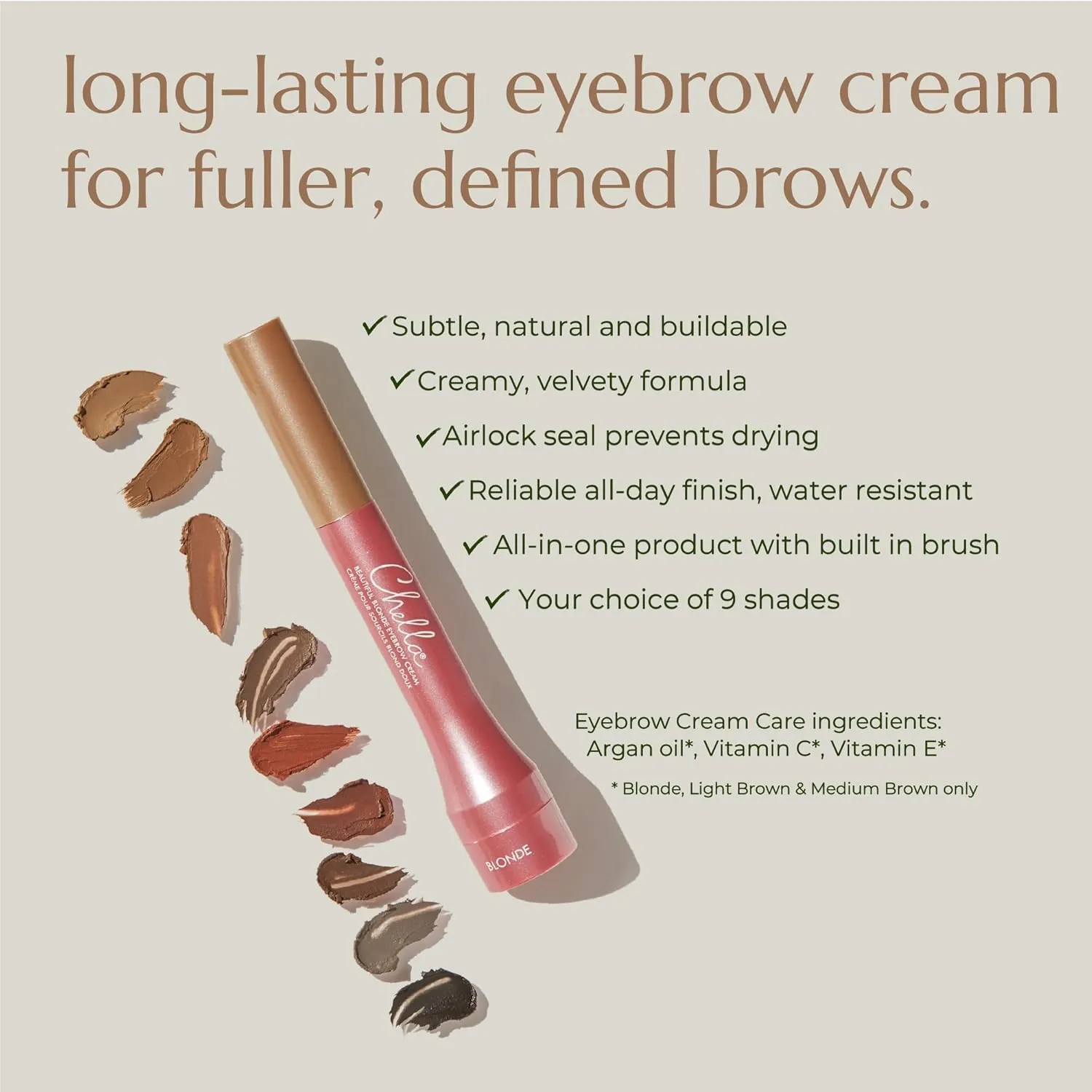 Chella Eyebrow Cream, Delightful Deep Brown - Vegan, Cruelty Free, Paraben Free, Gluten Free Eyebrow Pomade Makeup - Long Wearing, Velvet Consistency, Water Resistant