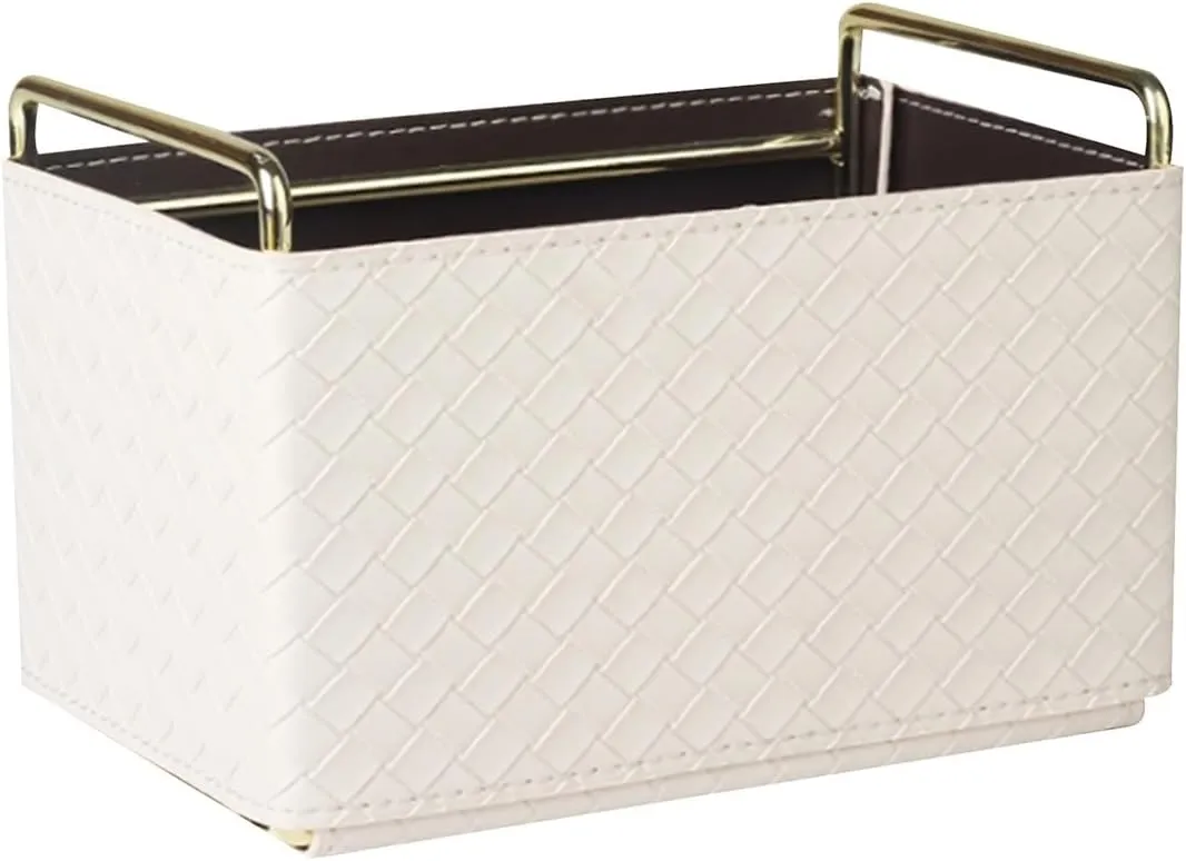 Chic Makeup Holder Leather Palette Organizer Perfume Display Case and Cosmetic Storage for Bathroom Vanity Countertop Pen Pencil Holder Simple Cosmetic Cases (Color : Blue) (White)