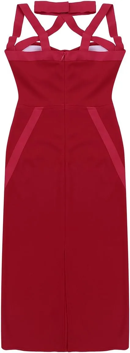 CHICTRY Women's Celebrity Rayon Cross Criss Cocktail Bandage Party Pencil Dress