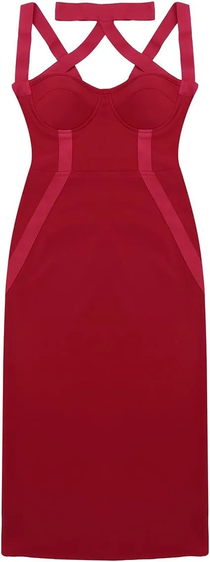 CHICTRY Women's Celebrity Rayon Cross Criss Cocktail Bandage Party Pencil Dress